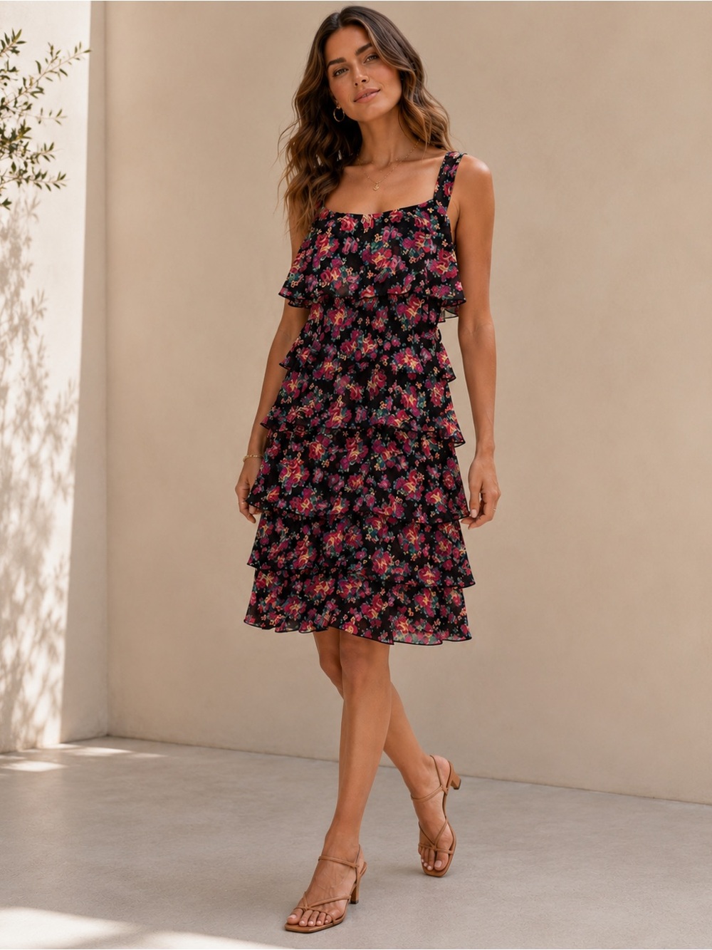 Nine West Ruffled Floral Dress